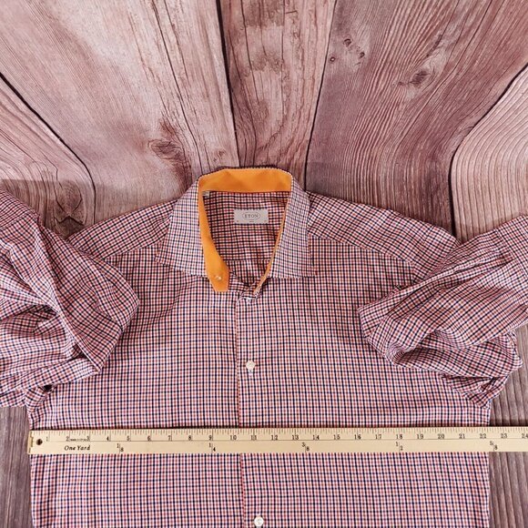 Eton Slim Fit Mens Size 43/17 Button Up Multicolor Check Long Sleeve Dress Shirt - Picture 14 of 16
